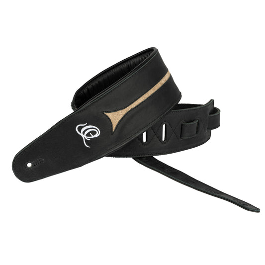 OSBS-2, courroie basse, cuir véritable, 3 couches et incrustation, largeur 9 cm, longueur 105 à 160 cm, vintage ash