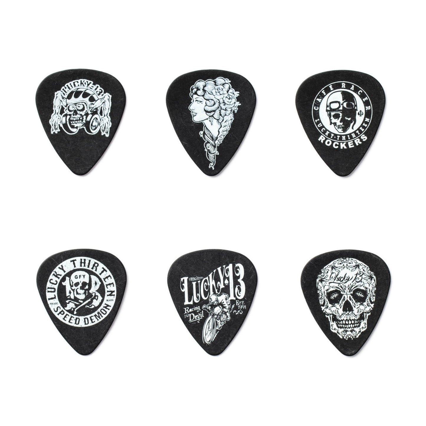 Boite de 6 médiators Lucky 13 0.73 mm