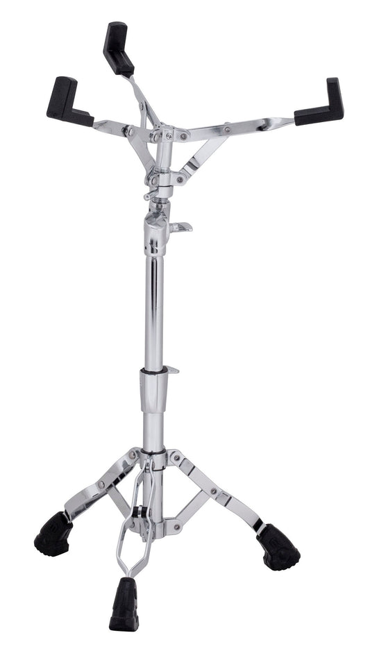 Support caisse claire Mars, angle ajustable par paliers, pied à double embase, bague mémoire, chrome