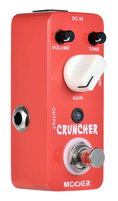 Pédale CRUNCHER, distorsion hi gain avec de puissants médiums, boîtier métal, true bypass, rouge
