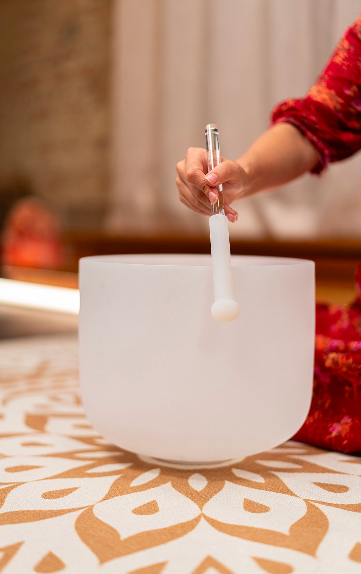 Mailloche 'Crystal' pour SINGING BOWL, verre et silicone, semi-enduites, pointe en silicone, taille médium