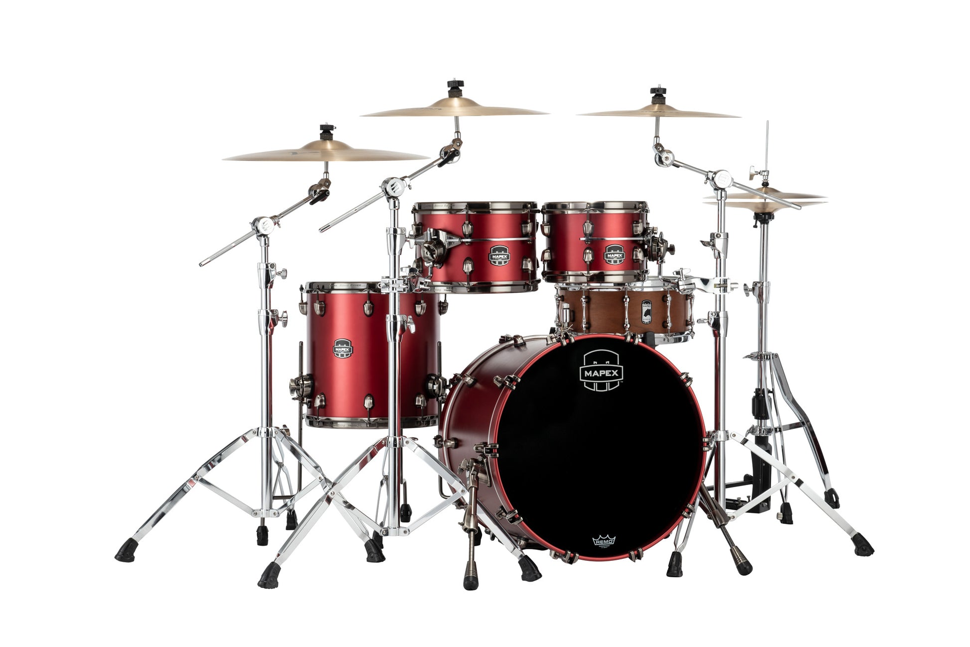 Batterie Mapex Saturn EVOLUTION FUSION, 4 fûts en érable et noyer, sans accessoires, Tuscan Red