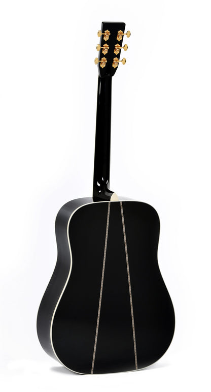 Modèle DT-42 NASHVILLE, édition spéciale, Dreadnought, table épicéa massif, f/e tilia, binding abalone, étui, noir brillant