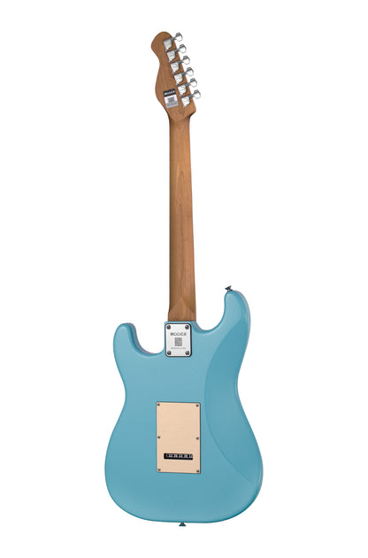 MOOER MSC10PRO, corps peuplier, manche érable torréfié satiné, touche ébène tech, bleu, avec housse