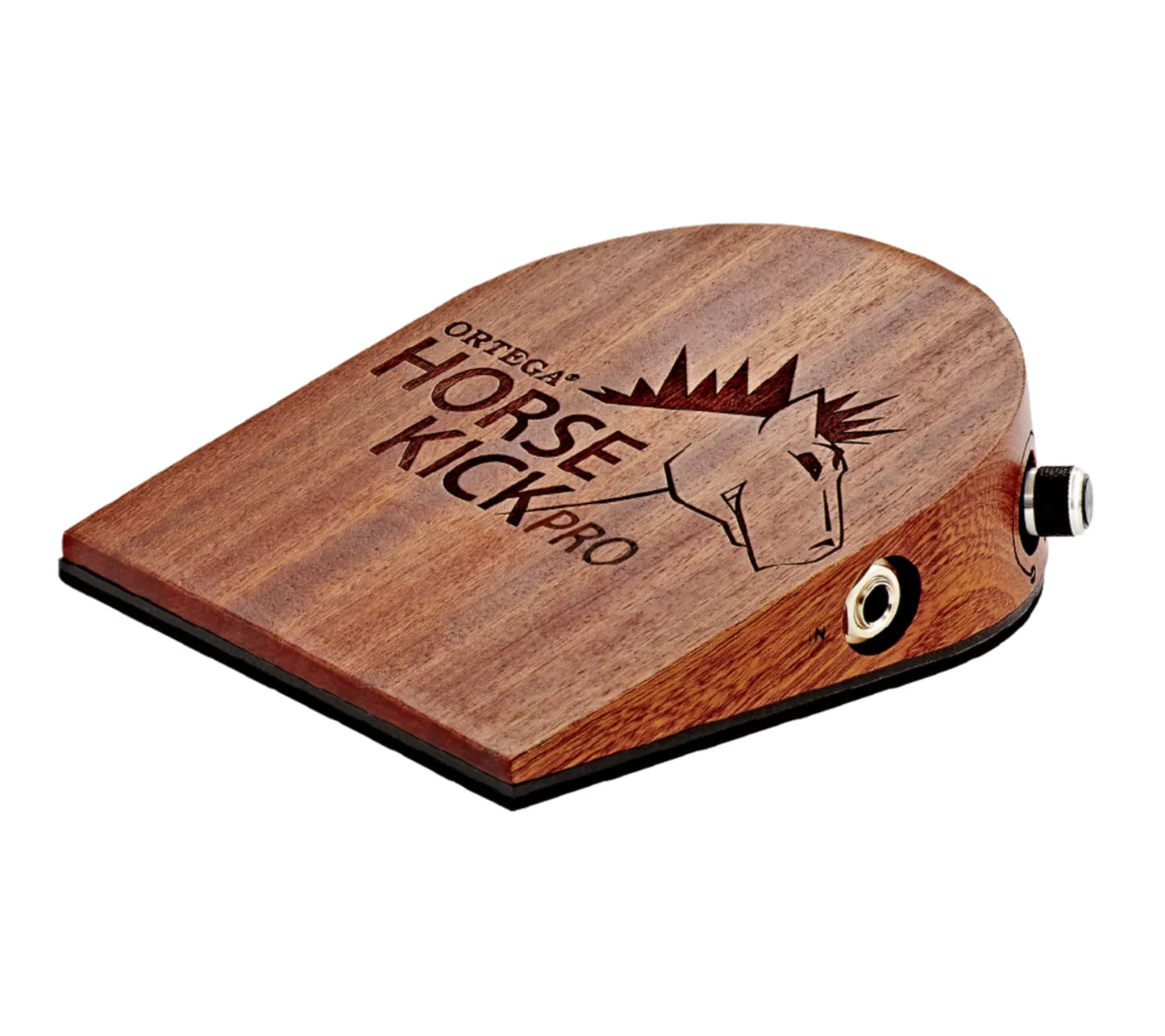 Pédale Horse Kick Pro, acajou massif, cinq sons de percussions, entrée et sortie jack 6.35, pile 9V et adaptateur (fourni)