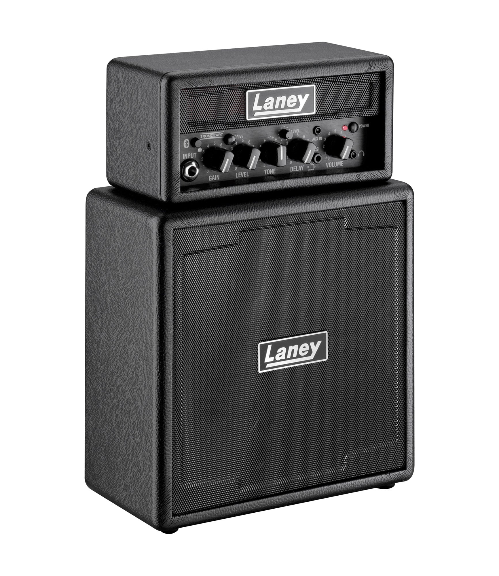 Ampli guitare MINISTACK-B-IRON stéréo 2x 3W, connexion Bluetooth, look Ironheart, 4 x HP 3", 2 canaux, connectique LSI, noir