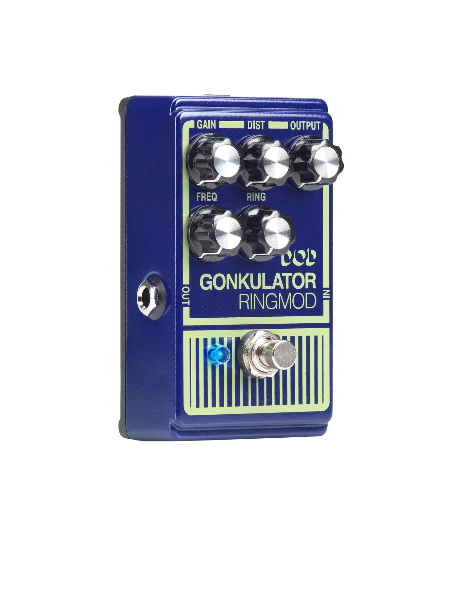 Pédale GONKULATOR, ring modulator avec distorsion basé sur le circuit original avec composants actualisés, True Bypass, bleu