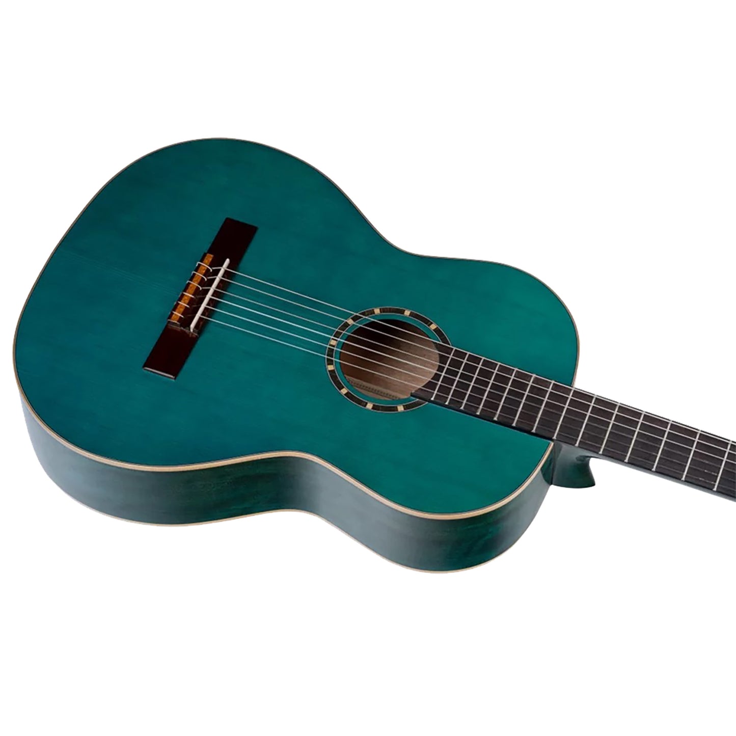 R121SNOC, modèle Slim Neck, table épicéa, fond & éclisses acajou, manche acajou (sillet 48 mm), housse, bleu océan brillant