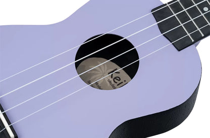 K2-LAF, pack ukulélé Soprano, table agathis, corps ABS galbé, manche okoumé, 12 frettes, accessoires, lavender field satiné