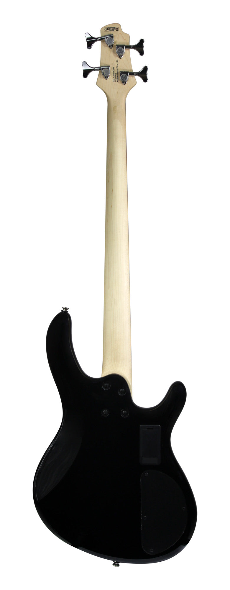 Action Plus, 4 cordes, corps peuplier, micros PJ Powersound, EQ active 2 bandes, gaucher, noir brillant