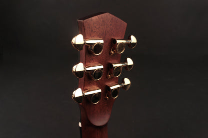 GOLD-MINI, forme Dreadnought 3/4, table épicéa massif torréfié, f/e acajou massif, avec housse, naturel brillant