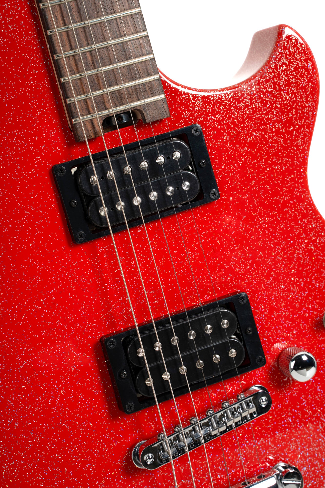 MBM-2H, signature Matt Bellamy, corps tilleul, manche érable, micros,"Kill" bouton, rouge pailleté