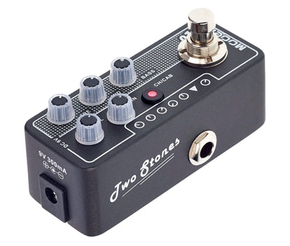 Pédale TWO STONES, préampli numérique type US boutique, deux canaux, EQ 3 bandes par canal, noir et blanc