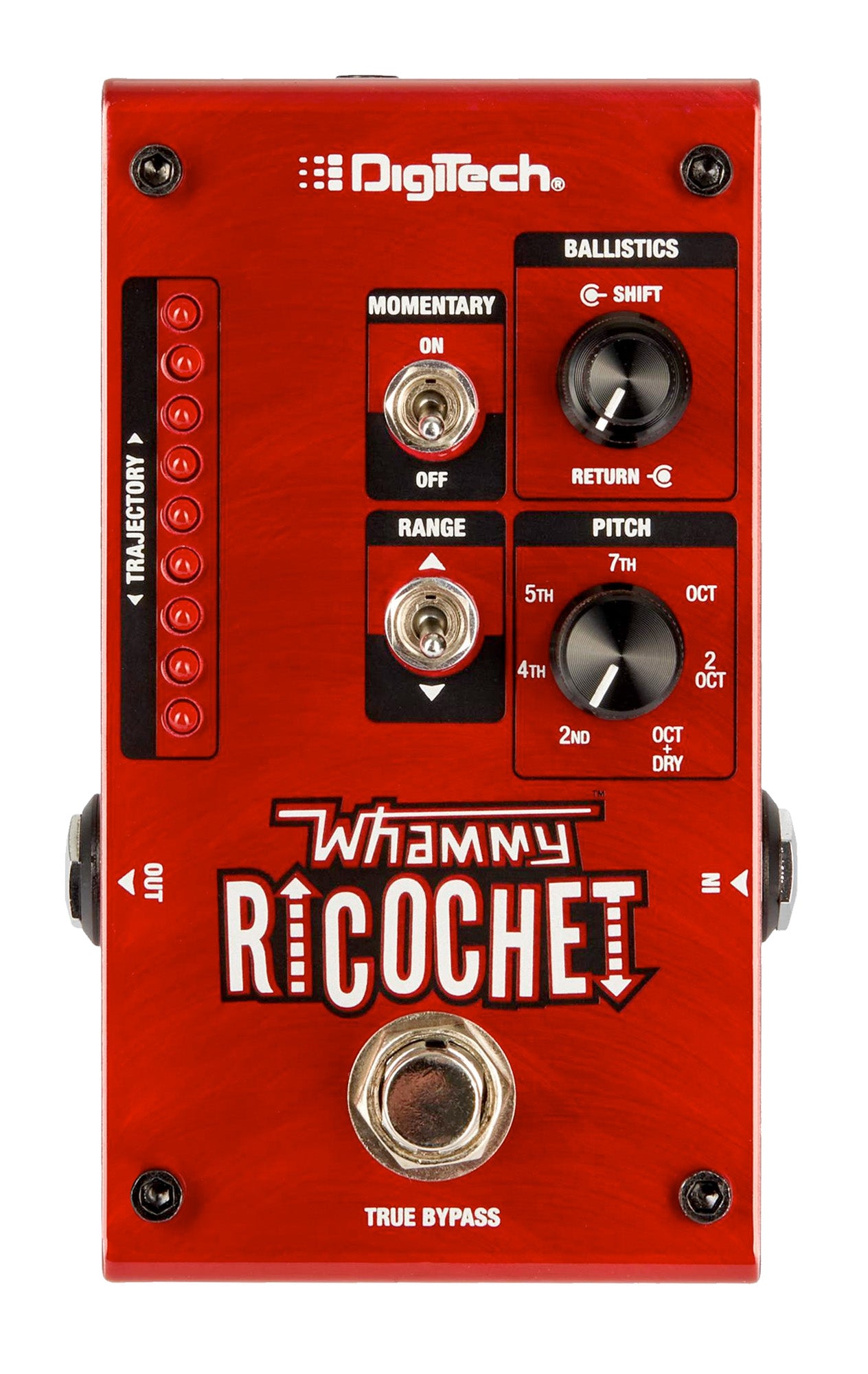 Pédale WHAMMY RICOCHET, pitch shifter format compact pour guitare et basse, modes Classic et Chords (polyphonique), rouge