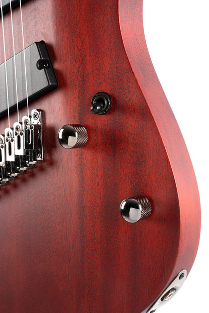 KX307MS, modèle 7 cordes, corps acajou, manche et touche érable torréfié, micros doubles passifs PowerBar, acajou pores ouverts