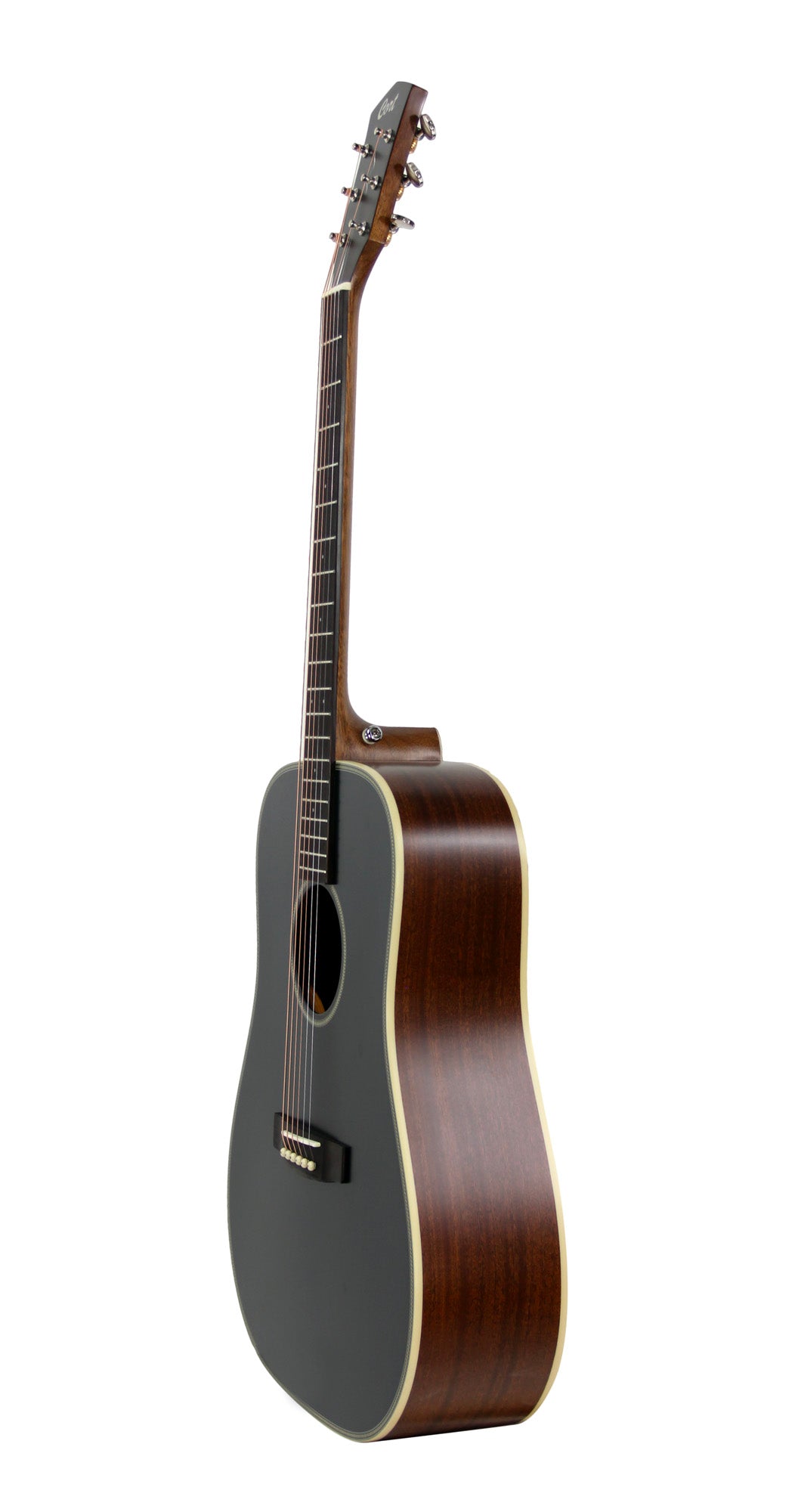 Essence D4, table épicéa Sitka massif torréfié, f/e acajou, touche & chevalet palissandre, semi brillant, table noire