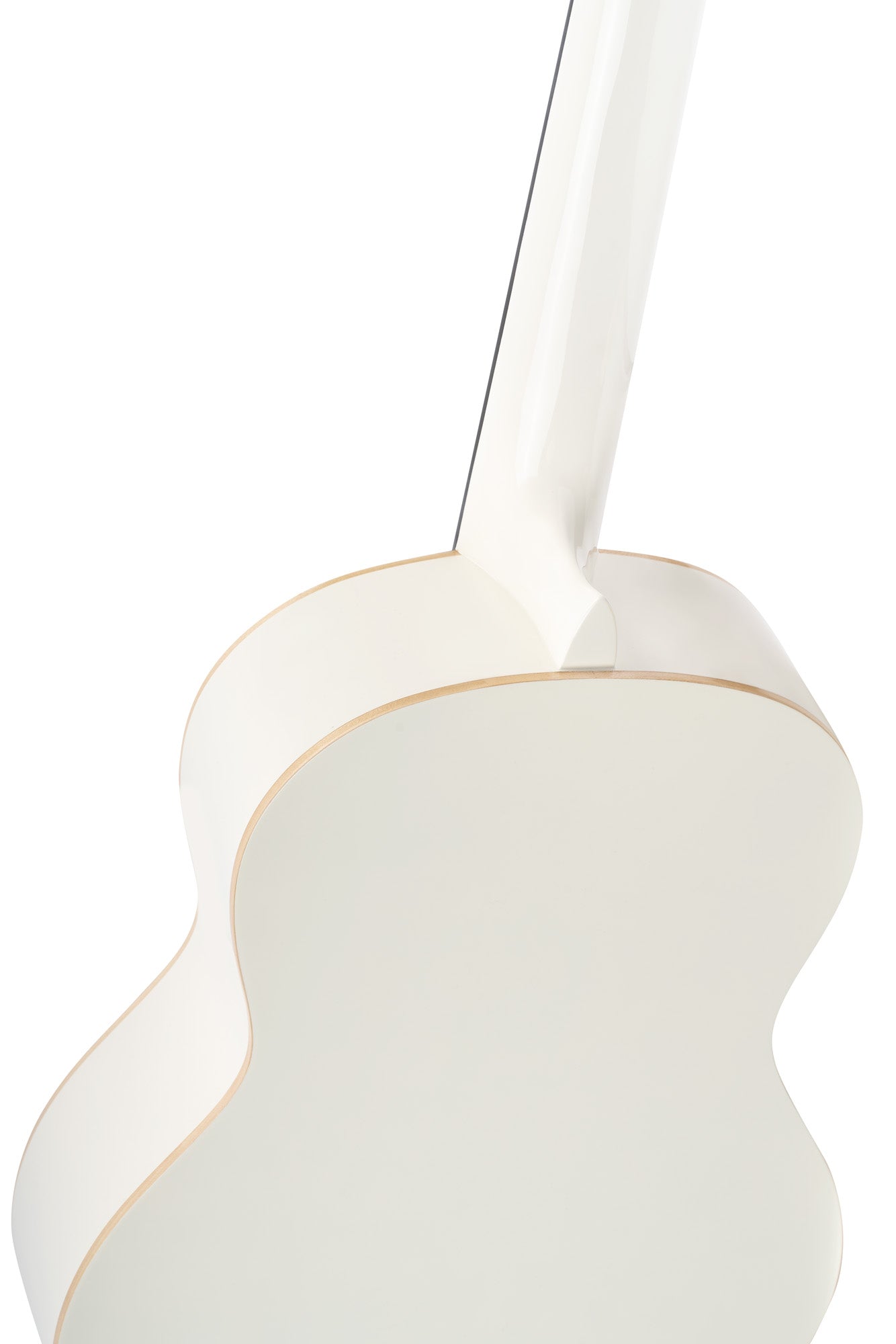 R121, table épicéa, fond & éclisses acajou, manche acajou (sillet 52 mm), housse, blanc brillant