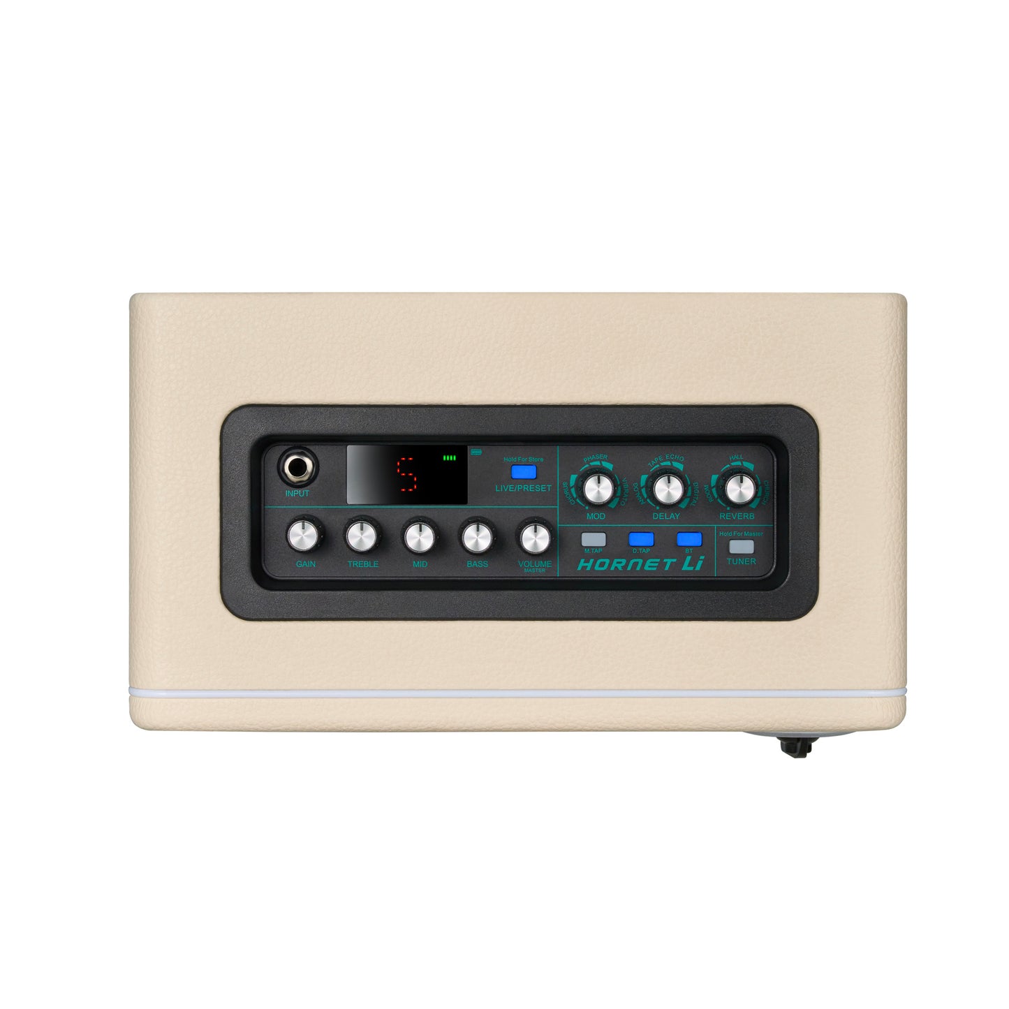 Ampli HORNET WHITE LI, 15W, HP 6.5", 9 modélisations d'amplis haute-qualité, effets Modulation/Délai/Réverb, batterie, blanc