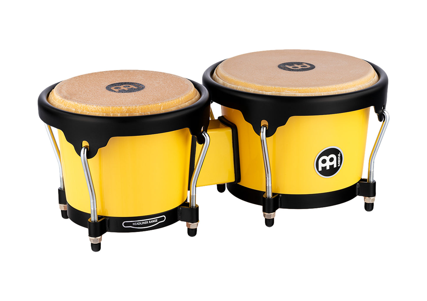 Bongos Journey 6" 1/2 & 7" 1/2, fûts ABS, peaux buffle sélectionnées, cercles arrondis, accastillage noir poudré, yellow