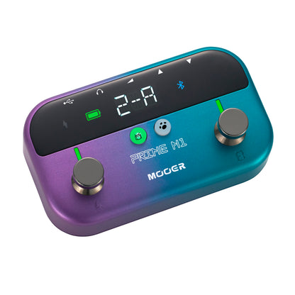 Multi-effets Prime M1, 128 effets, 21 simulations d'ampli, accordeur, boîtes à rythmes, looper, bluetooth, bleu violet pailleté