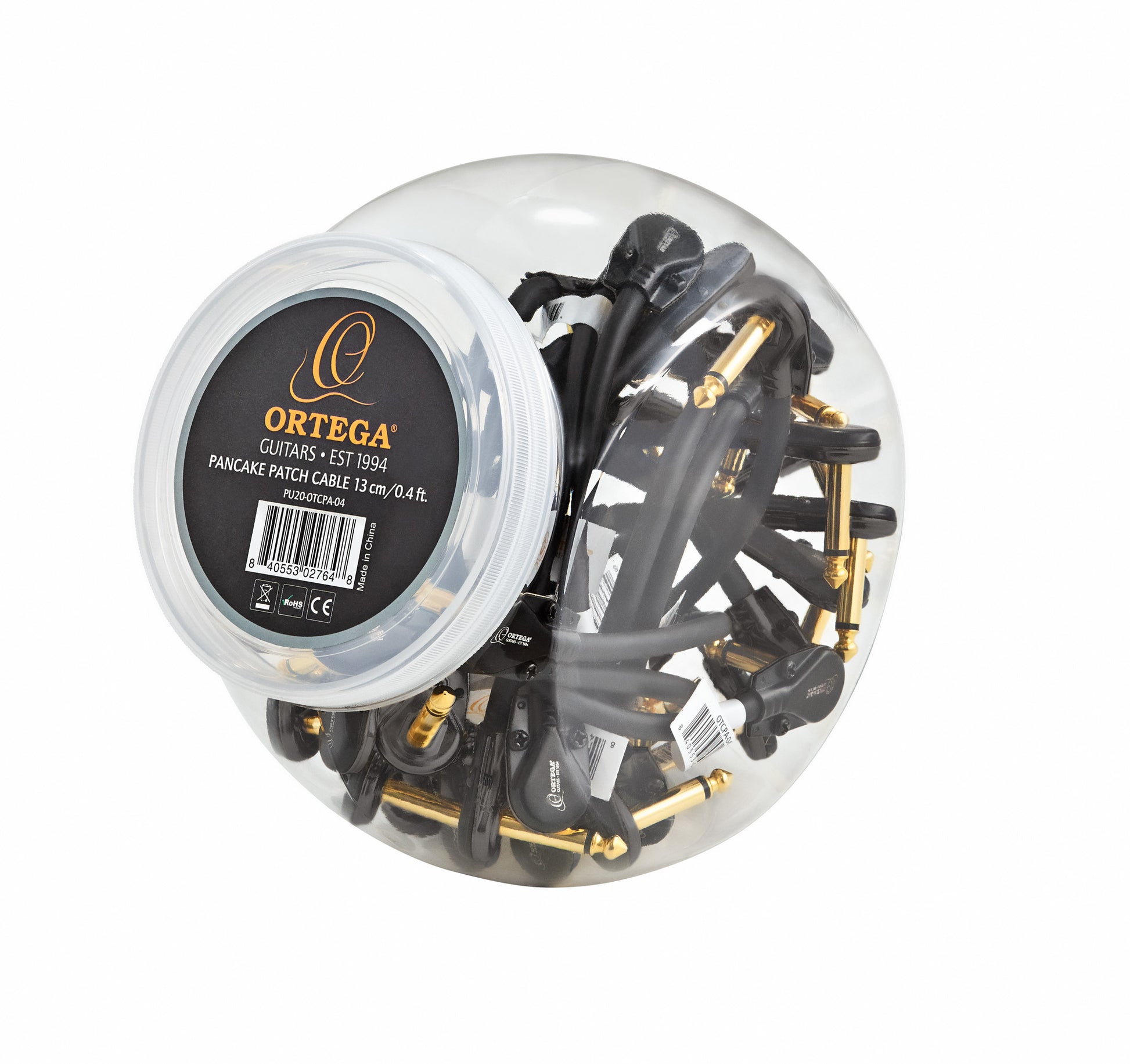 Câble patch ORTEGA Jack/Jack, 13 cm, fiches ultra plates, noir