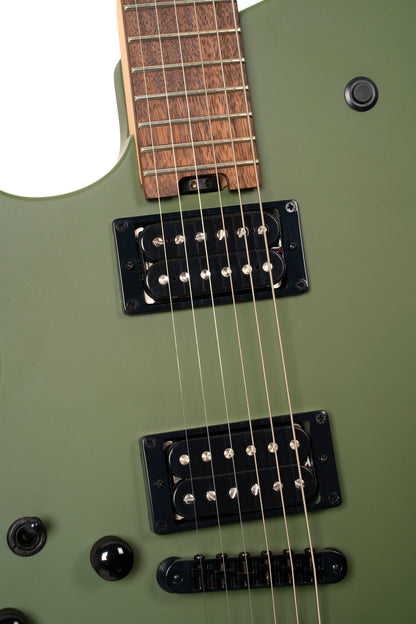 MBM-2HG-B, signature Matt Bellamy, corps tilleul, manche érable, micros,"Kill" bouton, gaucher, vert olive satiné