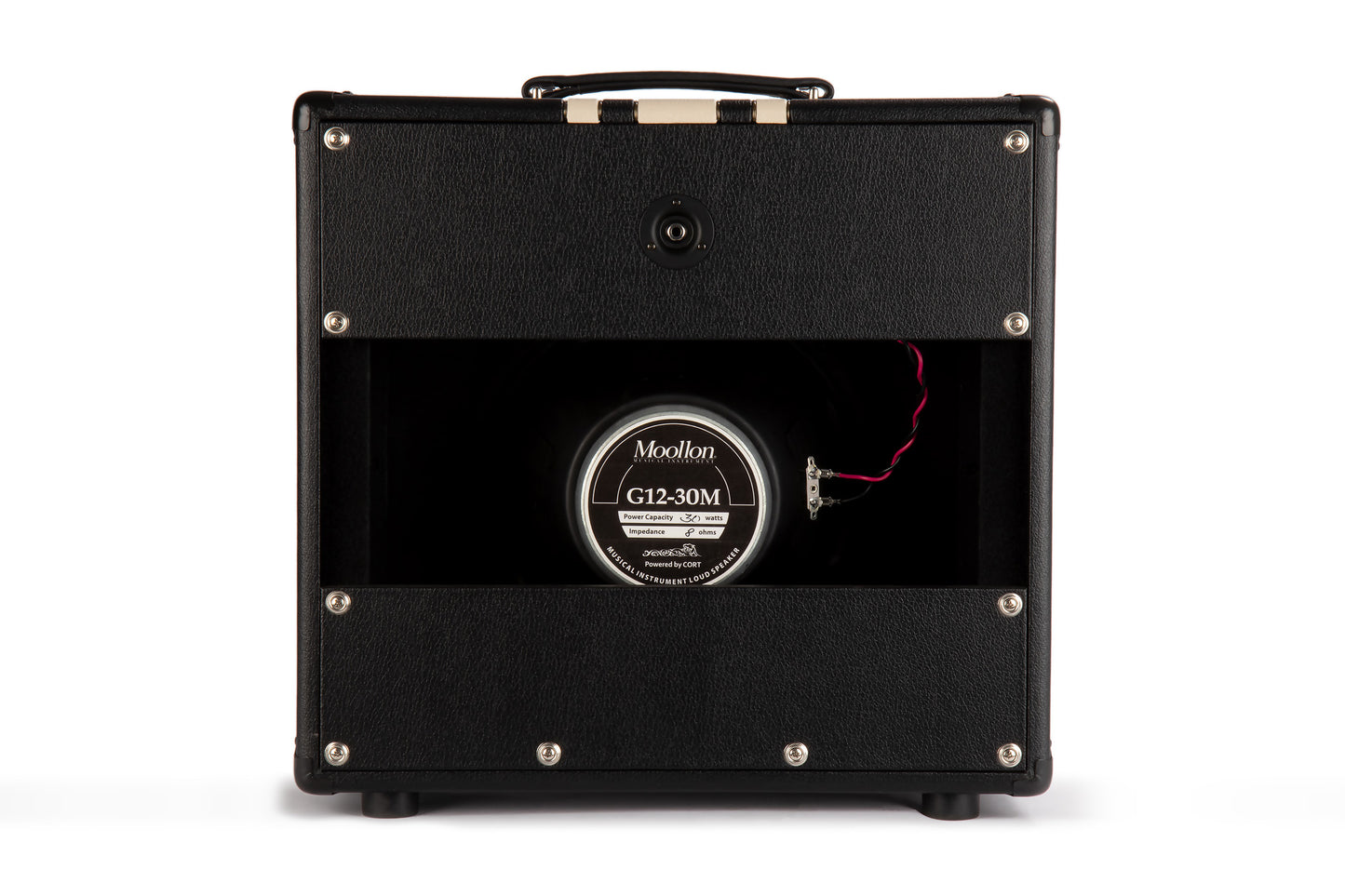 Enceinte guitare, 30W (8 ohms), 1 x 12" Moollon G12-30M, connecteur jack, poids: 14 kg, dimensions: 47 x 50 x 23 cm, noir