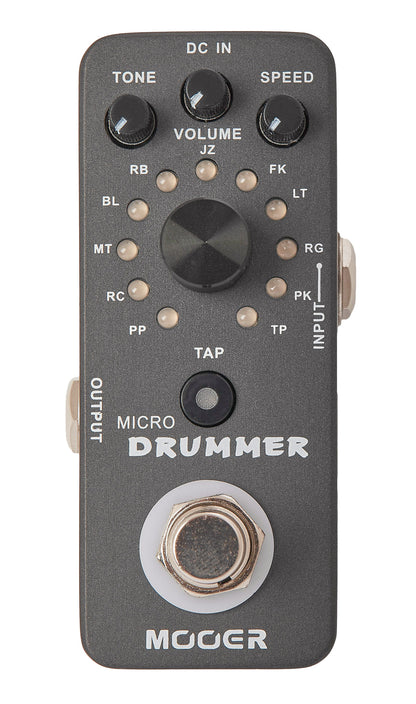 Pédale MICRO DRUMMER, boite à rythmes numérique, 11 styles différents incluant chacun 11 patterns, noir