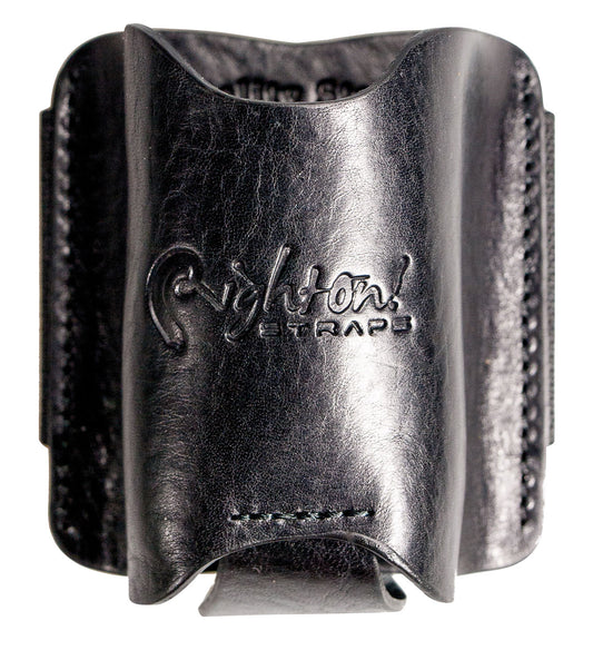 Pochette émetteur HF, cuir haute qualité, largeur 65 mm, attache par ruban élastique, noir