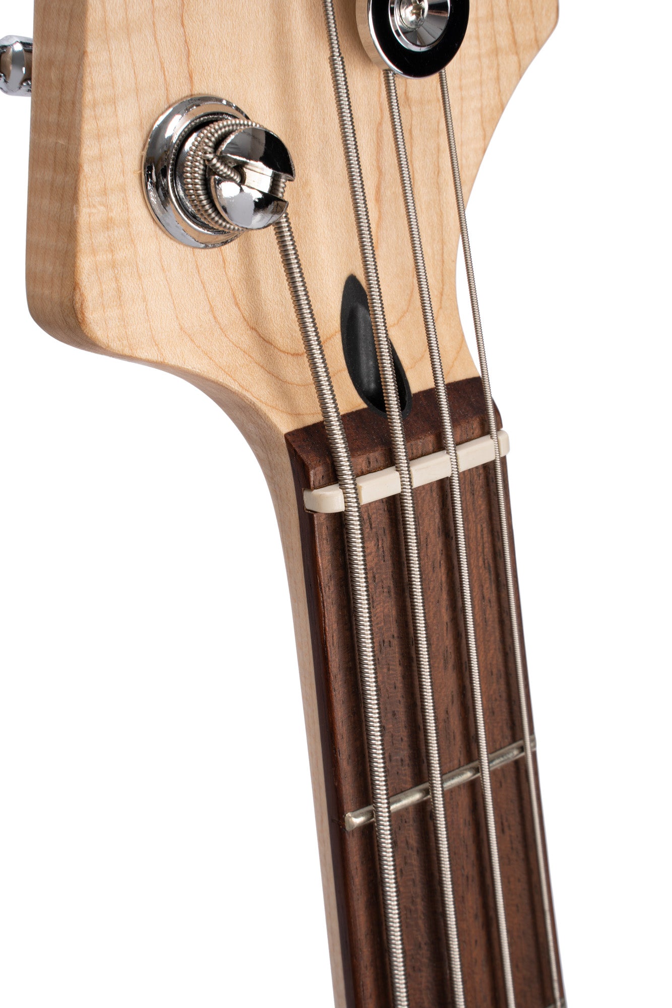 GB24JJ, 4 cordes, corps peuplier, table érable flammé, 2 micros simples Jazz Cort Powersound, noir translucide