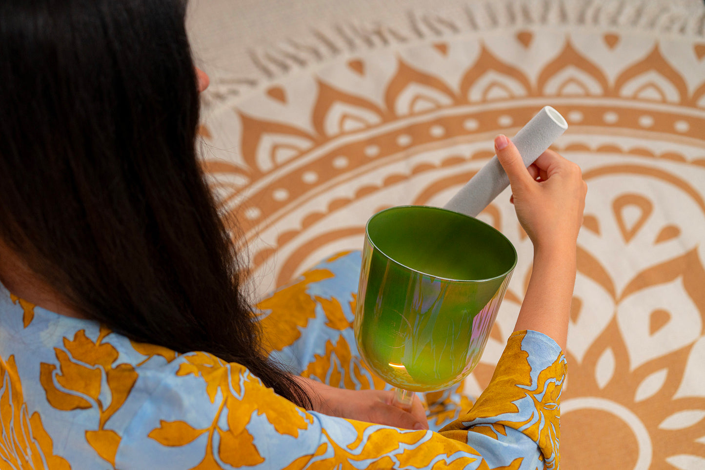 SINGING BOWL SONIC ENERGY CRYSTAL 396 HZ, COLORIS OLIVE GREEN