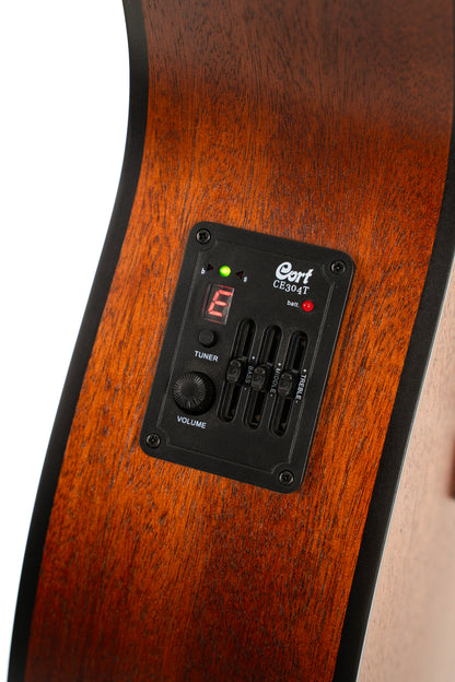 L60, forme Orchestra Model, pan coupé, table acajou massif, fond & éclisses acajou, touche laurier, EQ CE304T, pores ouverts