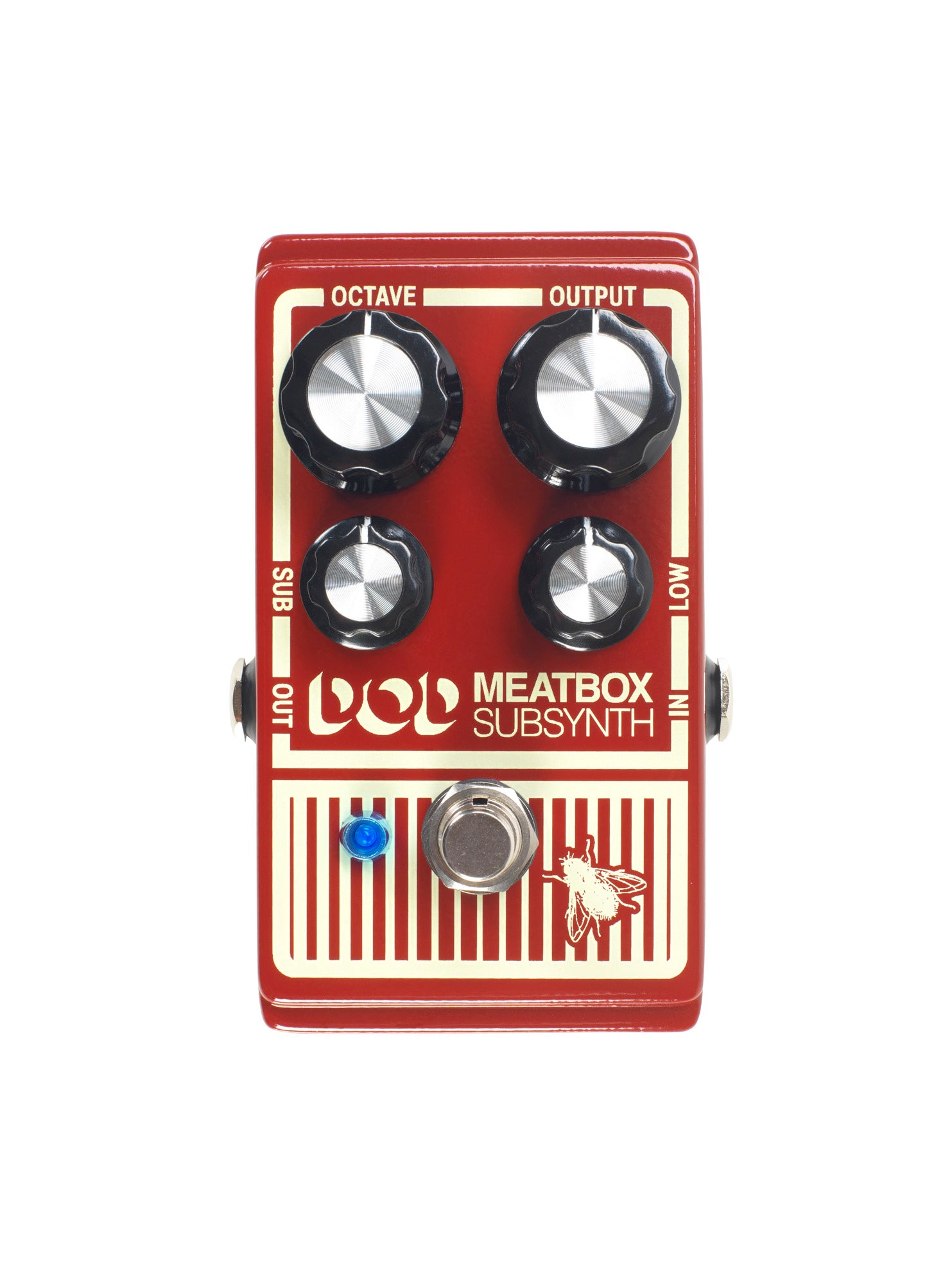 Pédale MEATBOX, synthétiseur subharmonique basé sur le circuit original avec composants actualisés, True Bypass, rouge