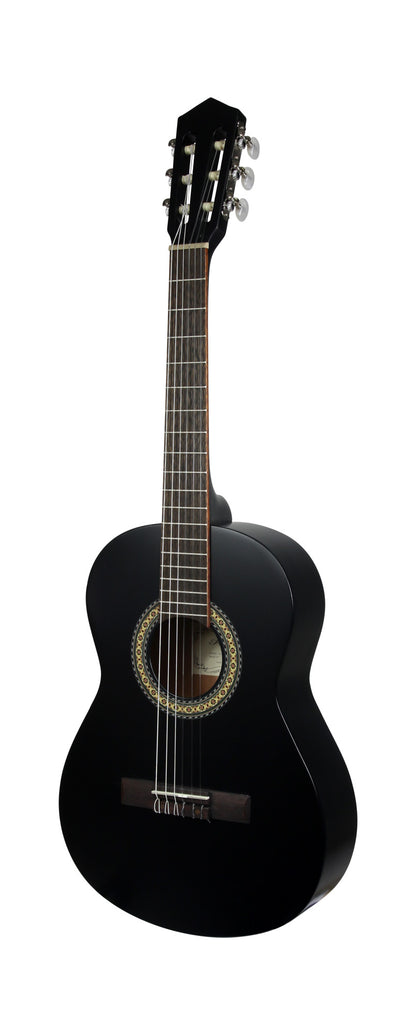 Guitare classique 3/4, table épicéa, fond & éclisses acajou, manche acajou, sillet 45 mm, cordes Bosset, noir satiné