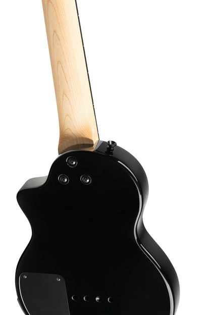 NEO-BS-TGB, modèle Ukebass, pan coupé, EQ MagusExpress, table érable flammé, corps okoumé, manche érable, housse, gris