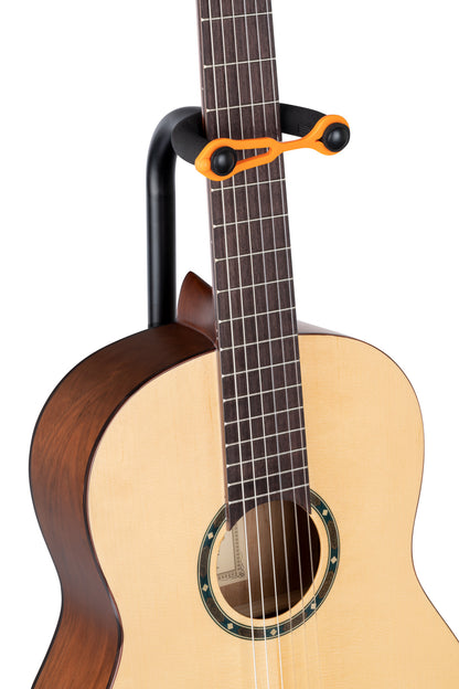 Support pour guitares, solide et léger, repliable, étriers avec revêtement néoprène, noir et orange