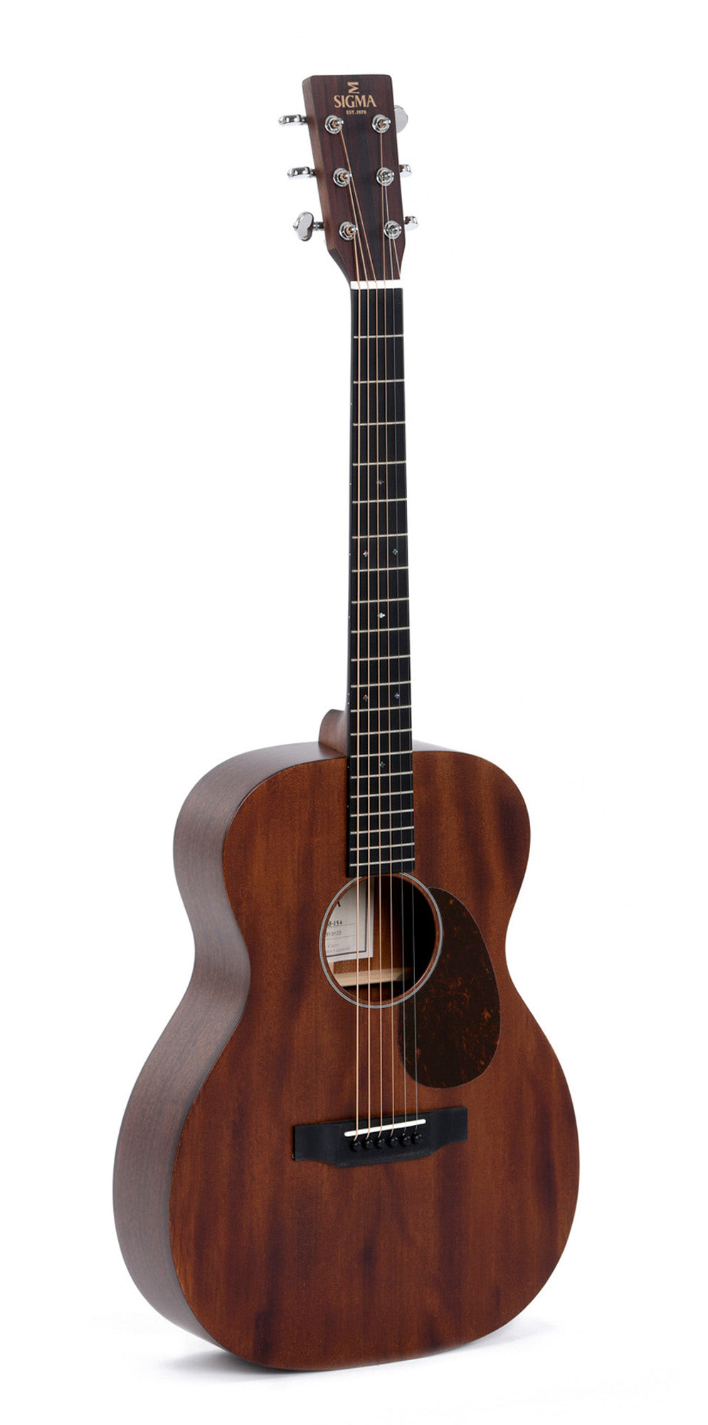 Modèle 00M-15, Forme 00, table acajou massif, f/e acajou, touche micarta, naturel satiné