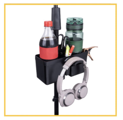 Support pour boissons et casque, se fixe sur un pied