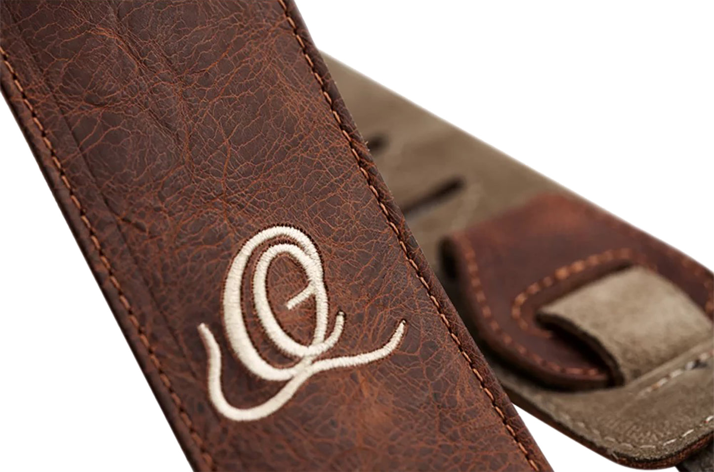 OSSU-30, courroie guitare, série Suede, face et dos cuir suédé, largeur 6 cm, longueur de 92 à 145 cm, caramel