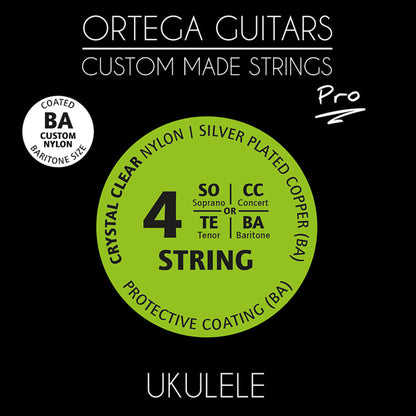 Jeu CUSTOM PRO pour ukulélé bariton, nylon Crystal transparent et cuivre plaqué argent/nylon (cordes filées)