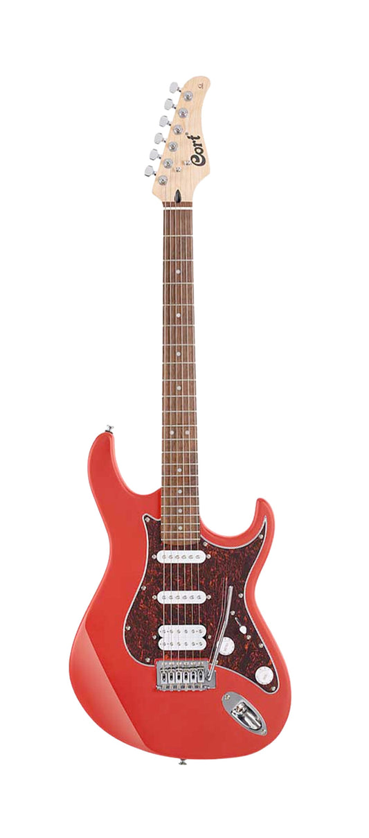 G115 SE, corps peuplier, manche érable, touche laurier indien, 3 micros Powersound (S/S/H), plaque tortoise, rouge brillant