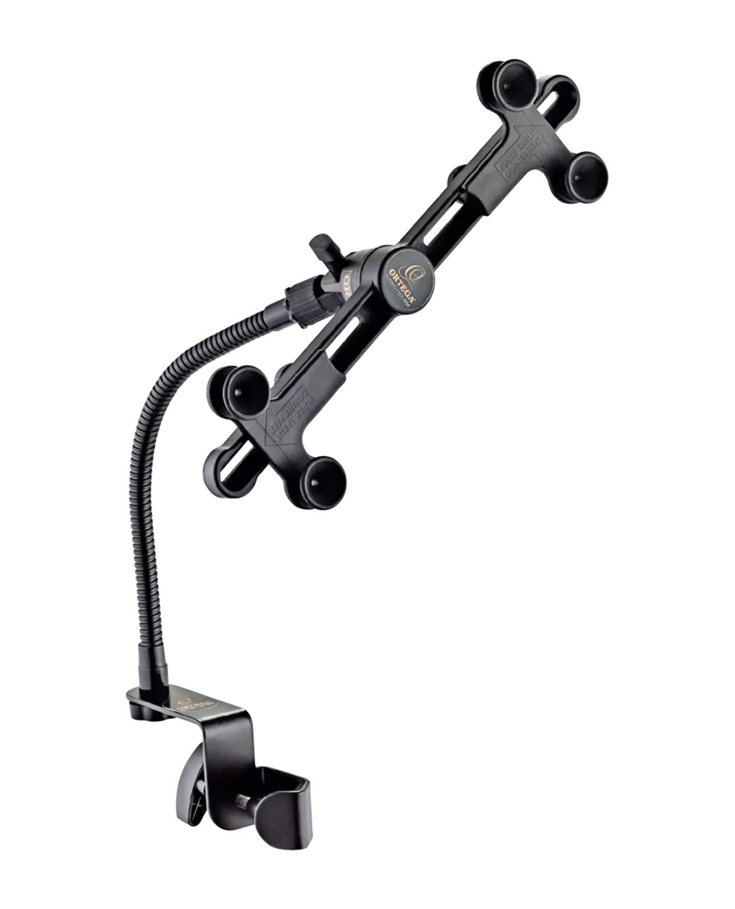 Support tablette version Deluxe, adapté à tous modèles jusqu'à 13", col de cygne robuste permettant toutes les positions, noir