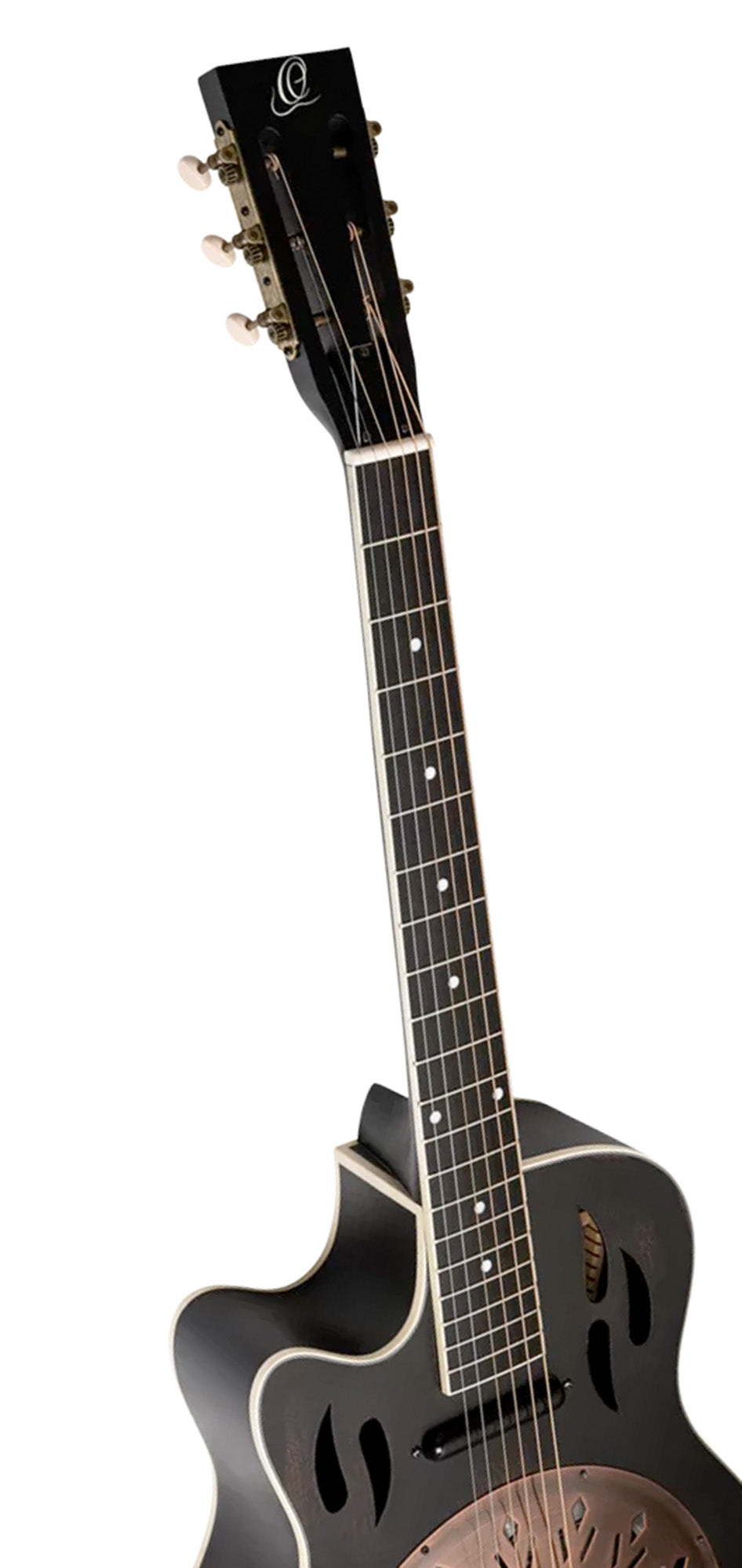 RRG40CE, pan coupé, table acajou, f/e acajou, manche acajou, touche blackwood, micro Lipstick, noir satiné, gaucher