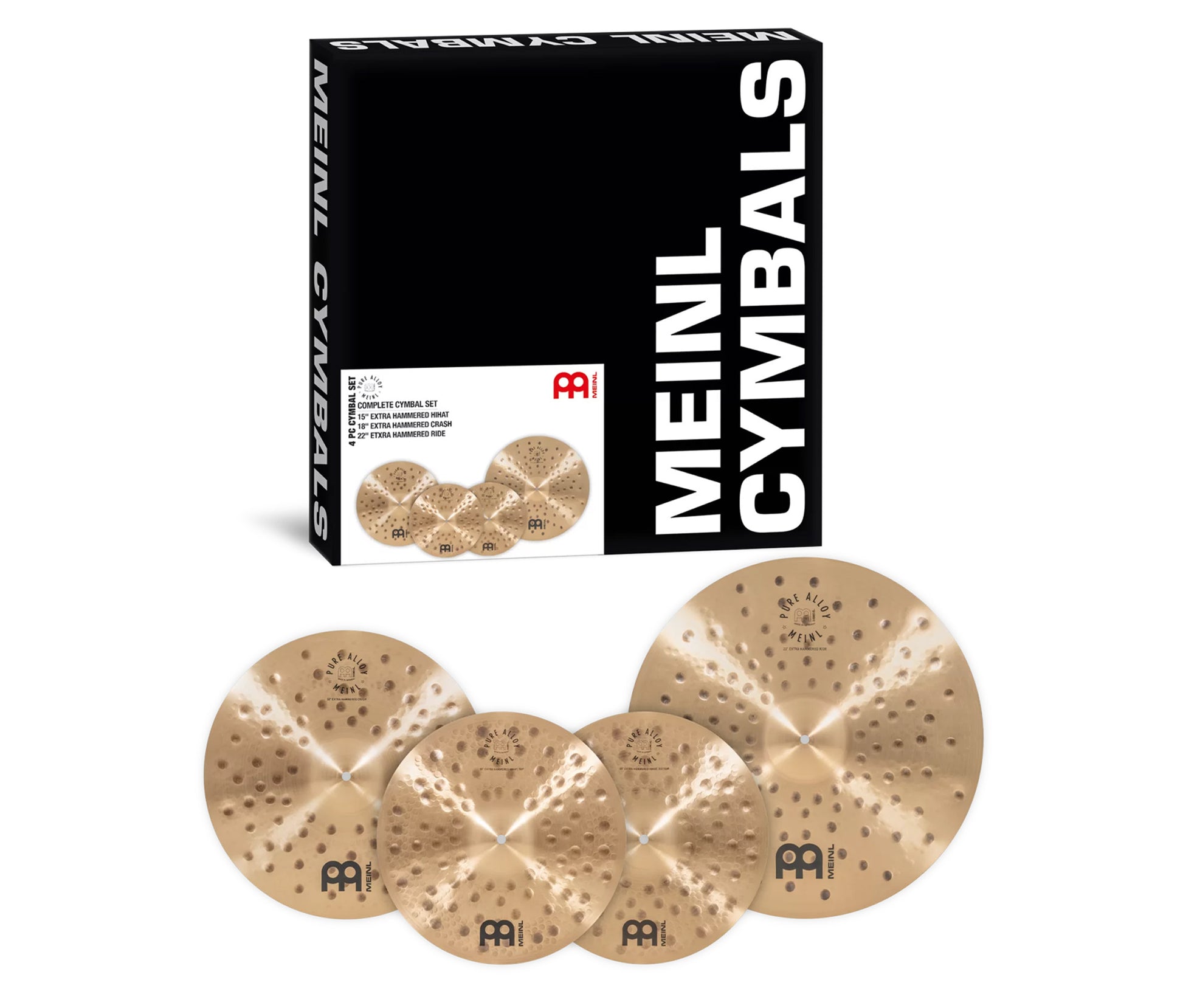 Pack de cymbales complet Meinl Pure Alloy 15"18"22" bronze Pure Alloy fini traditional martelé