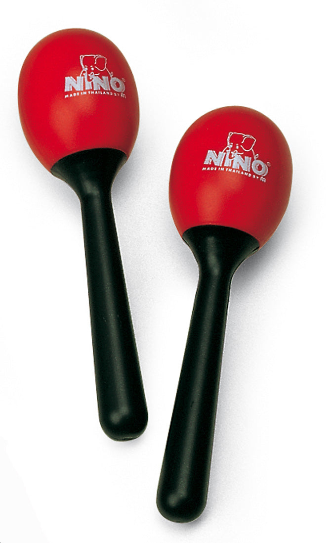 Paire de maracas ovales en plastique, petit modèle, rouge et noir