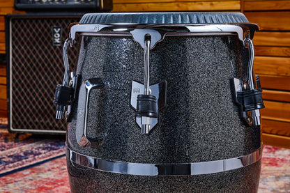 Tumba Diego Galé 12"1/2, fût fibre de verre 'premium', hauteur 71.12cm, peau cuir de veau noir, cercles SSR 4mm