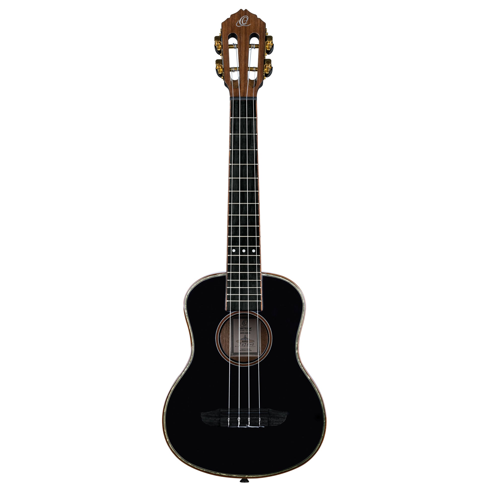 RUOX-TE, modèle Ténor, table épicéa, fond & éclisses acajou, manche acajou, housse luxe, noir brillant