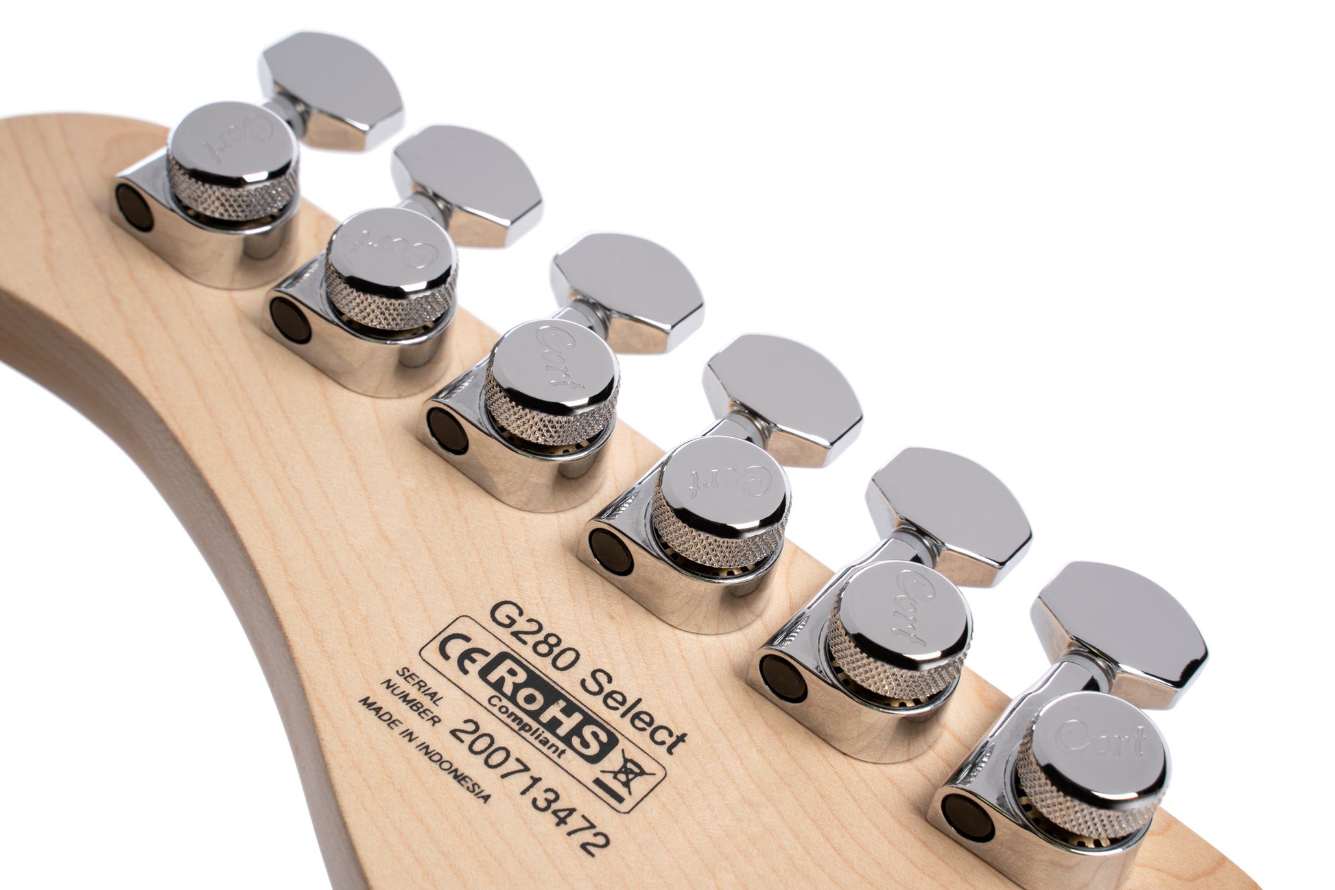 G280 SELECT, corps aulne, table érable flammé, touche palissandre, 2 micros simples et 1 double Voiced Tone, noir translucide