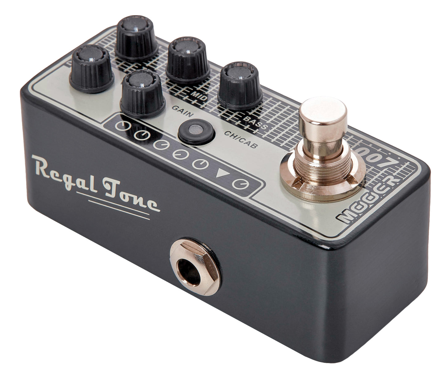 Pédale REGAL TONE, préampli numérique type American Vintage, deux canaux, EQ 3 bandes par canal, noir et gris