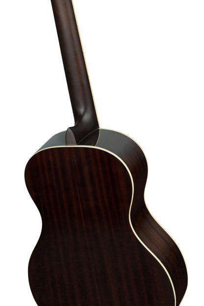 RRA-PLT, forme Parlor, table épicéa, fond & éclisses acajou, sillet 52 mm, housse assortie, platinium brillant